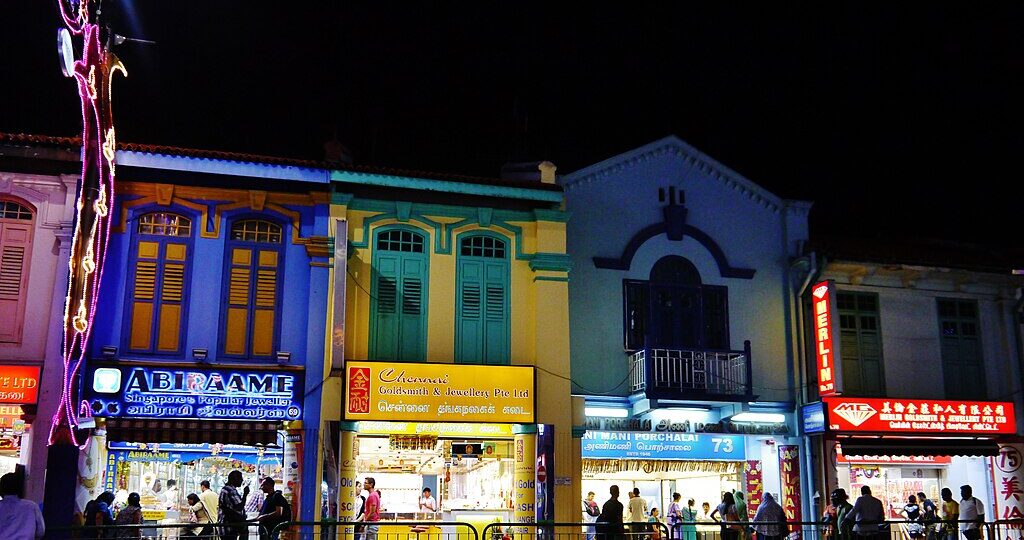 Colorful streets of Little India, Singapore.